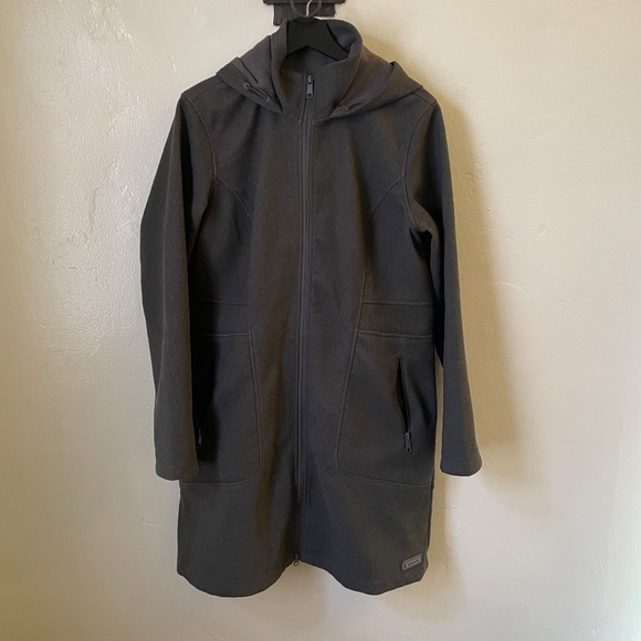 Merrell long hooded coat size L grey women's lightweight  winter coat - Picture 2 of 7